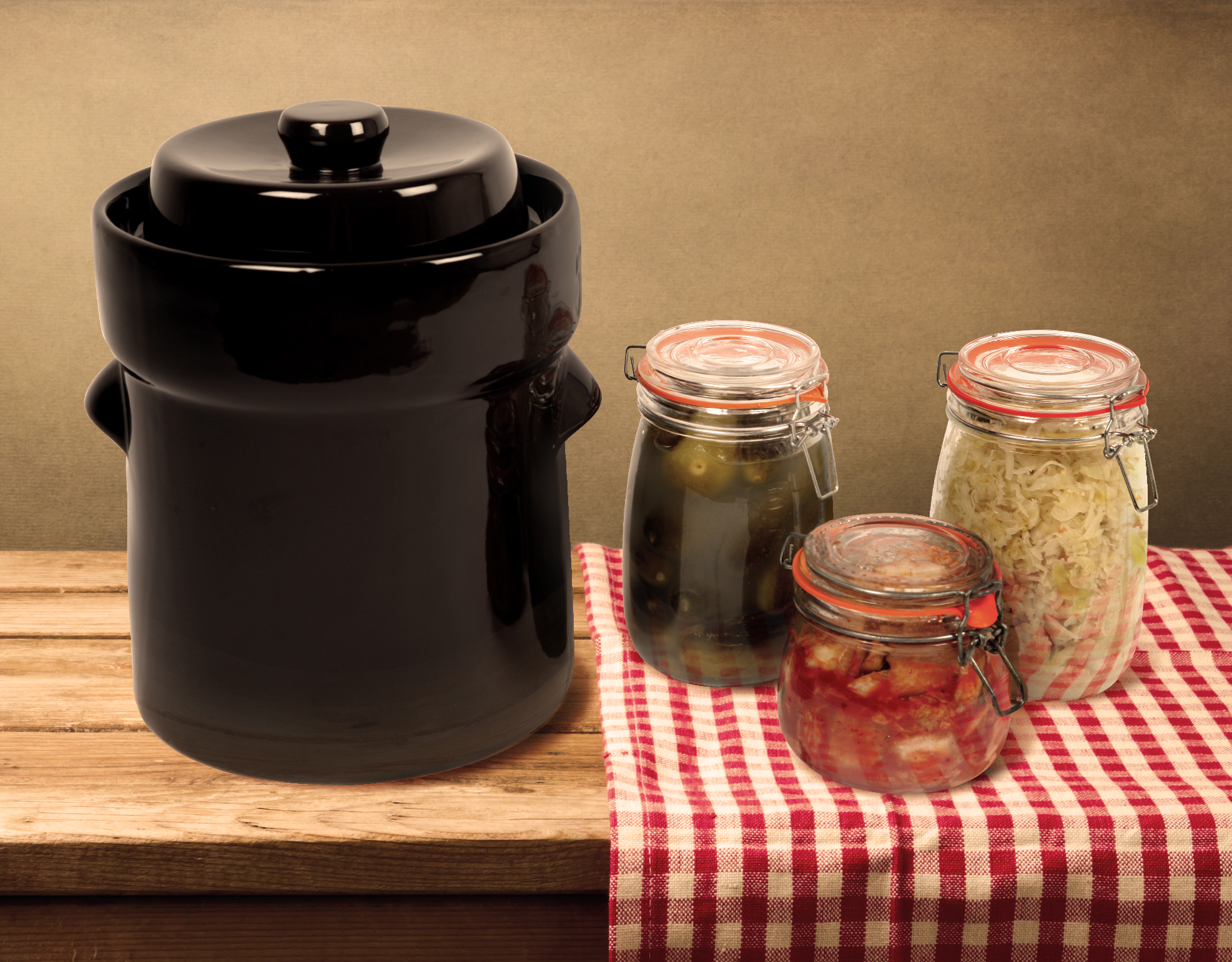 5L Kenley Fermentation Crock Jar Bucket Fermenting Pickling Kimchi