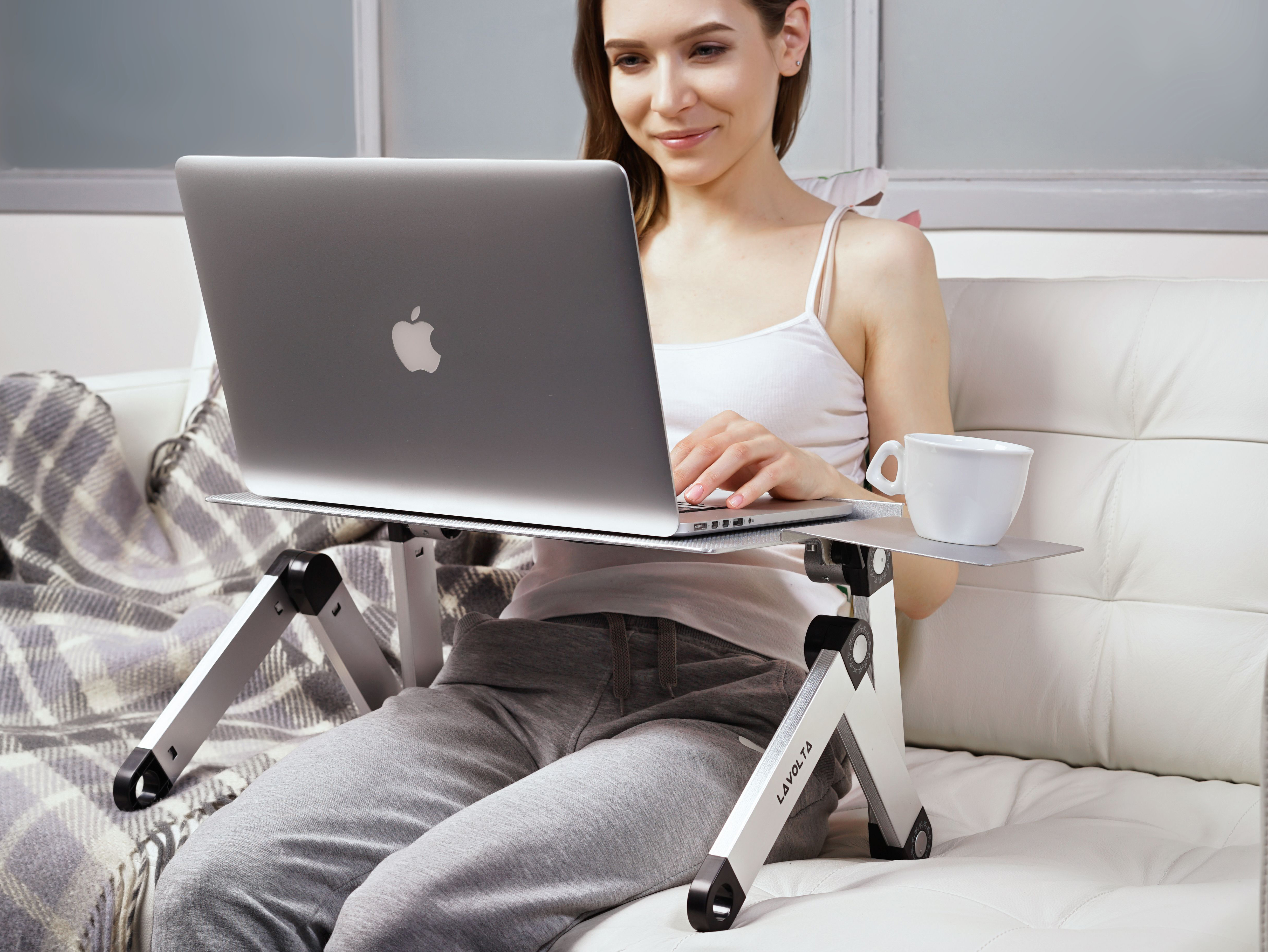 Lavolta Folding Laptop Table Desk Tray Stand With Mouse Board And Lavolta Folding Laptop Table Desk Tray Stand With Mouse Board And Cooler Fan