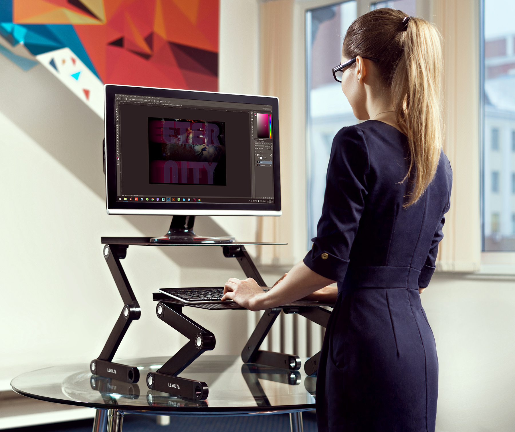 Lavolta Folding Laptop Table Desk Tray Stand with Adjustable Auto